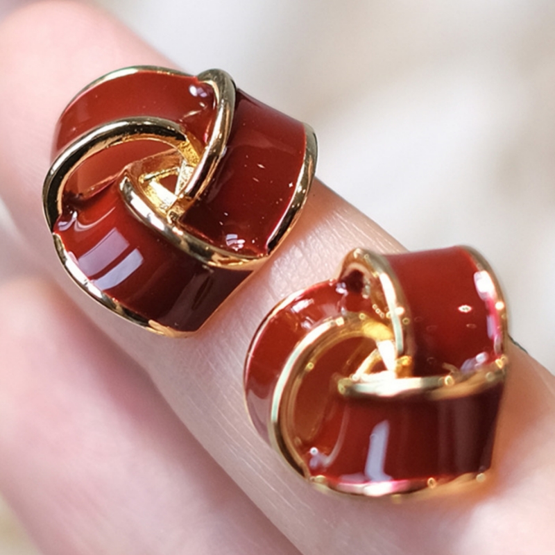 Women's Exquisite Vintage Enamel Flower Stud Earrings